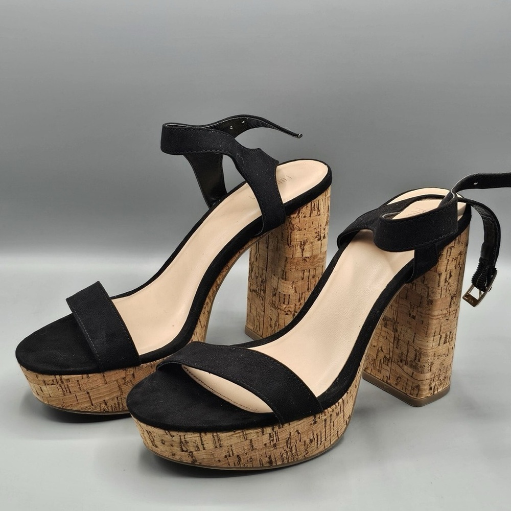 NWT Forever21 Platform Ankle Strap Cork Heels, Size 8.5